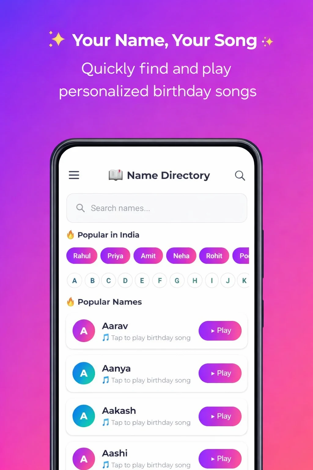 Birthday Song with Name App screenshot